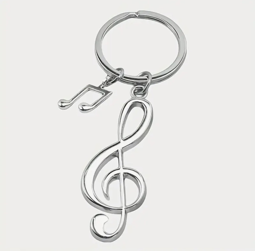3/$25 Treble Clef Music Charm Stainless Steel Keychain NEW